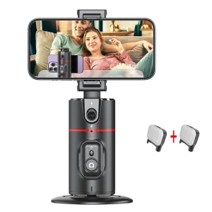 Phone Stabilizer Smart Facial Tracking with Removable Fill Light Phone Stand Wireless Selfie Stick Tripod for Live Streaming New – Color : black